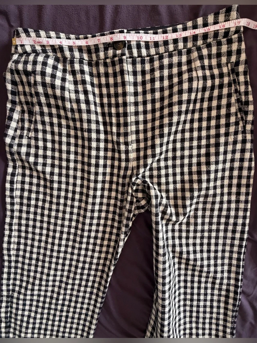 Sezane Black & Cream Gingham Martin Crop Trousers - W46